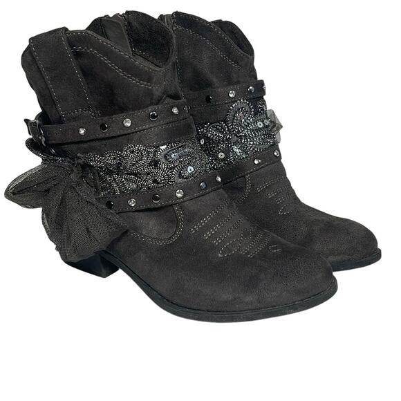 Not Rated Midas Gray Embellished Cowgirl  Boots Women's Size 6 - Picture 1 of 9